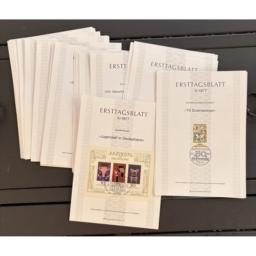 1977 German First Day Cover Stamps Lot of 26 ERSTTAGSBLATT Numbered